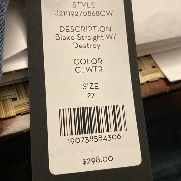 Veronica Beard Blake Classic Straight High Rise destroy Button Fly  in Clwtr 27 - Picture 5 of 5